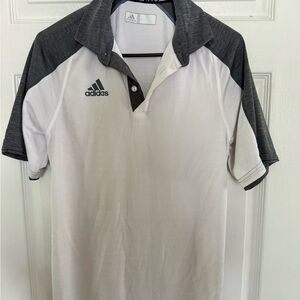 Adidas Men's White and Gray Polo Shirt